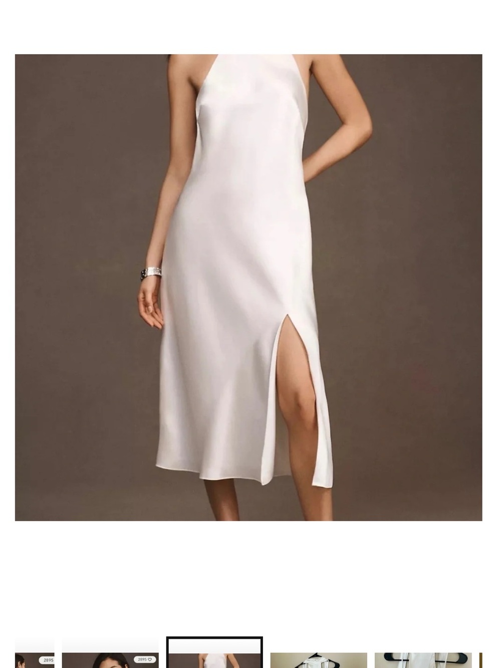 BHLDN Ivory halter neck midi (Medium)